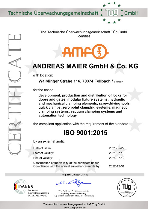 Successful recertification of AMF as per ISO 9001:2015