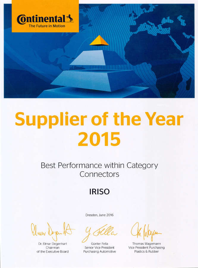 Iriso ist „Supplier of the year“