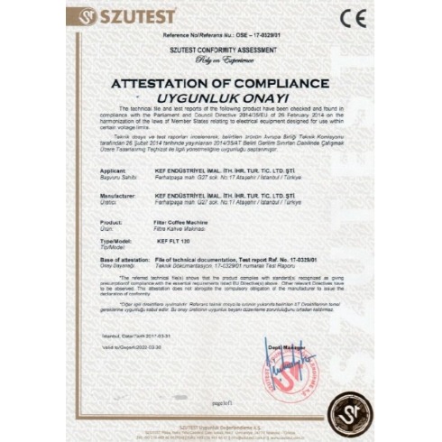 CE Certificate for Filter Coffee Machines