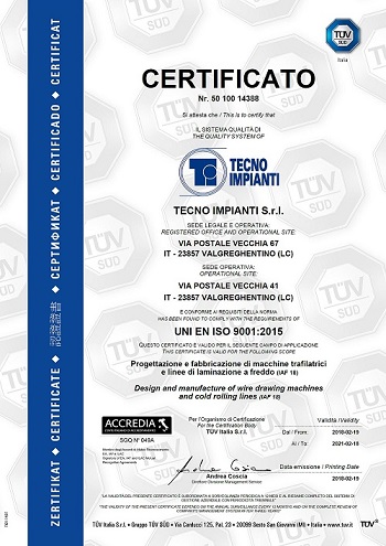 TECNO IMPIANTI SRL - ISO9001